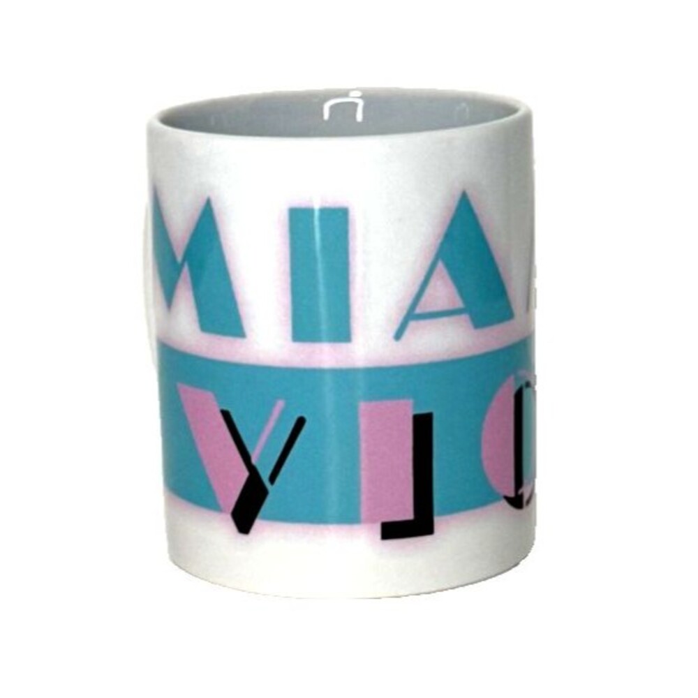 Vintage Miami Vice Style Coffee Mug Retro 80s Pink Teal Graphic Ceramic Cup